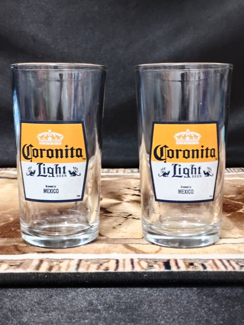 Coronita Light Beer Glasses with 2015 Marlins Logo Set Of 2